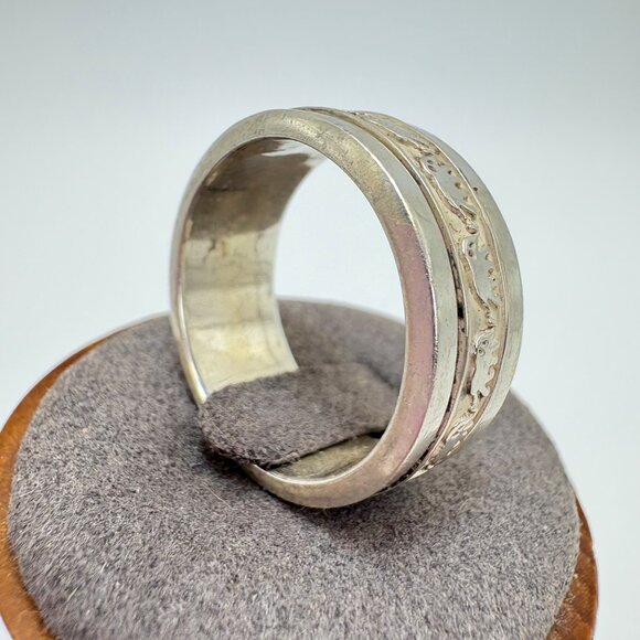 VTG Solid Sterling Silver 925 Elephant Design Spinner Band Ring Size 11.75 - Picture 5 of 14